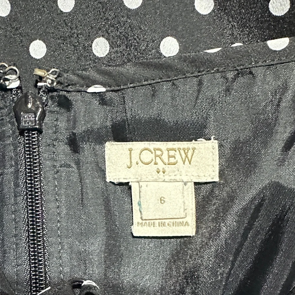 👉 J Crew Polka Dot Silk Cami Mini Dress 2 Pockets Size 6 Black White Fit & Flare